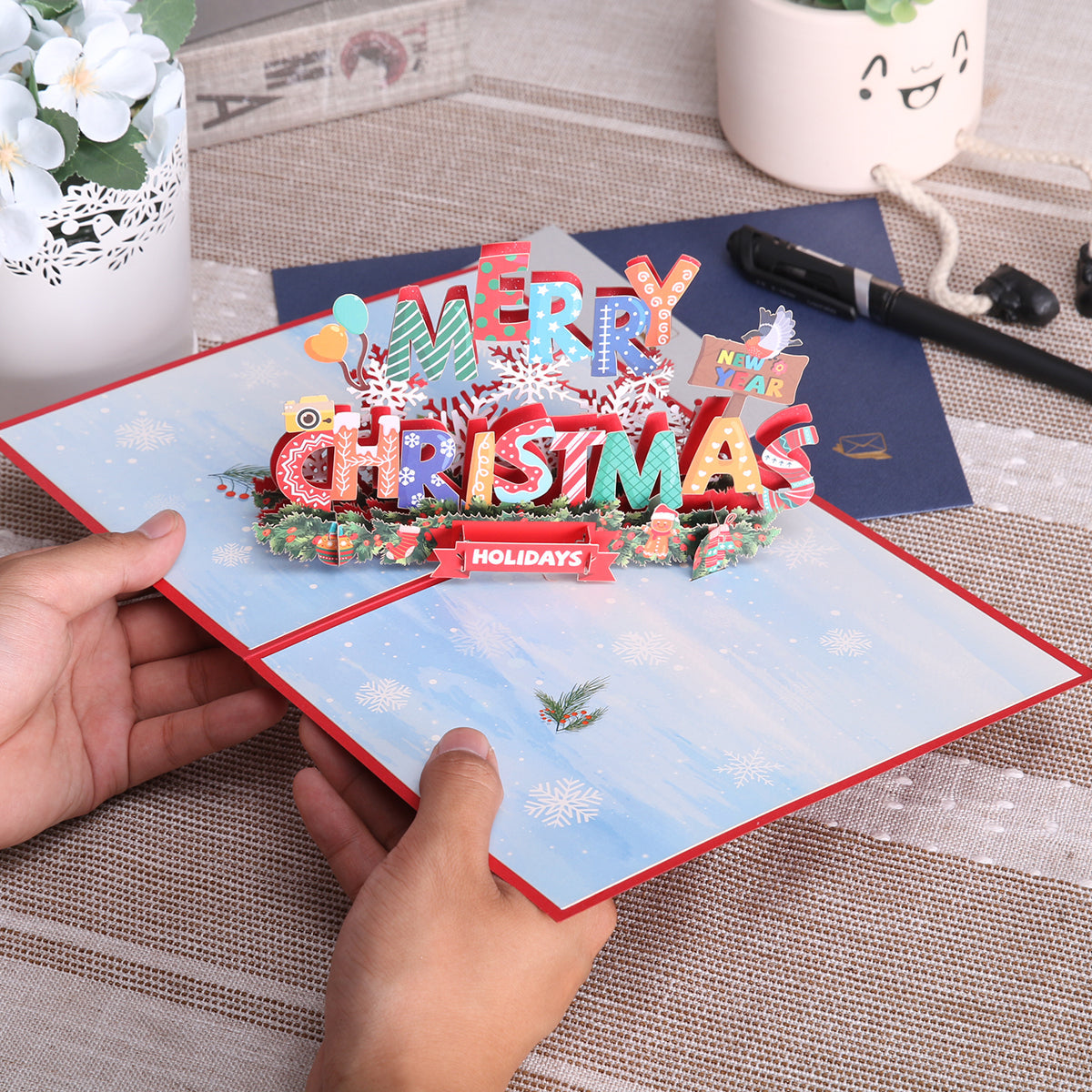 Merry Christmas Card 3D Xmas Pop Up Greeting Cards