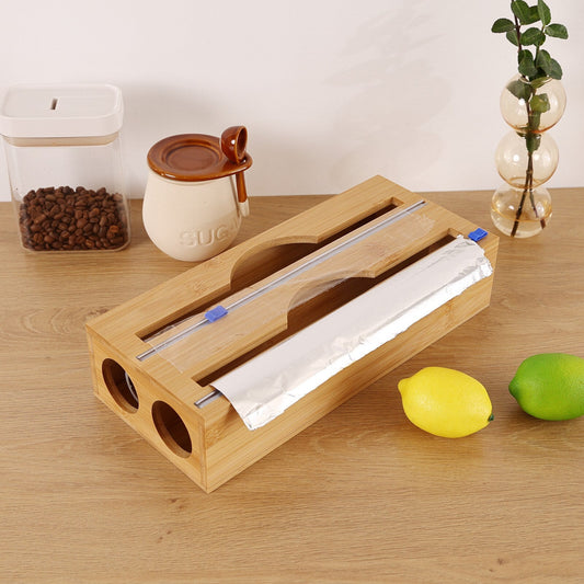 Wooden Cling Film Cutter Wrap Dispenser & Wrap Cutter Foil Film Cutting Paper