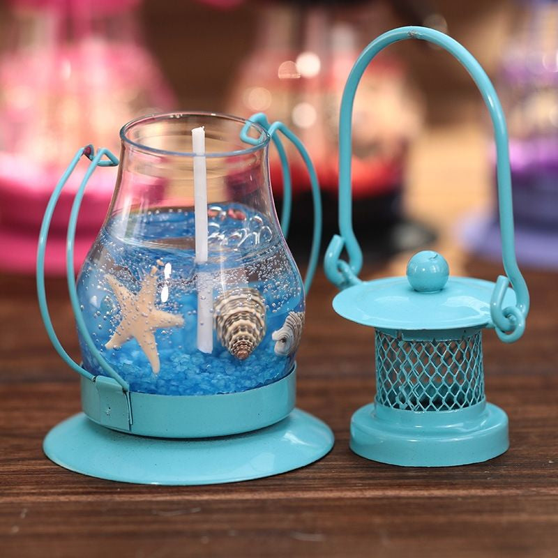 1pc Small Ocean Kerosene Lamp Shaped Jelly Candle Party Atmosphere Furnishings Candle for Nostalgia Lamp