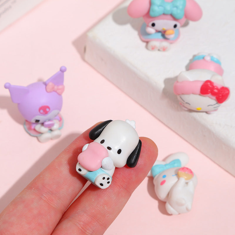 5Pcs/set Mini Sanrio Figuren Doll 3cm Hello Kitty Kuromi melody Cake